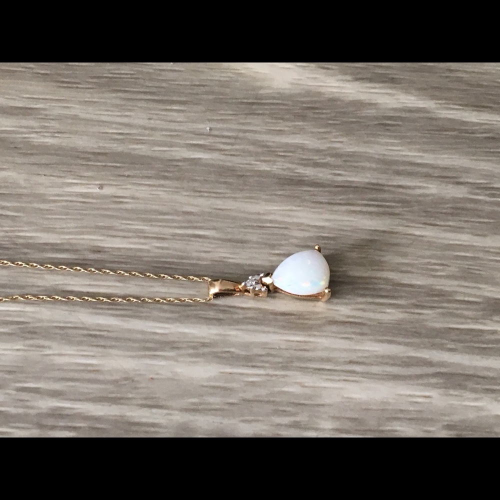 Teardrop Opal Necklace with 10k Gold Chain